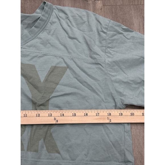Ivy Park Adidas Women's Size Medium Aqua Logo Short Sleeve Crop Top Oversized - Picture 6 of 7